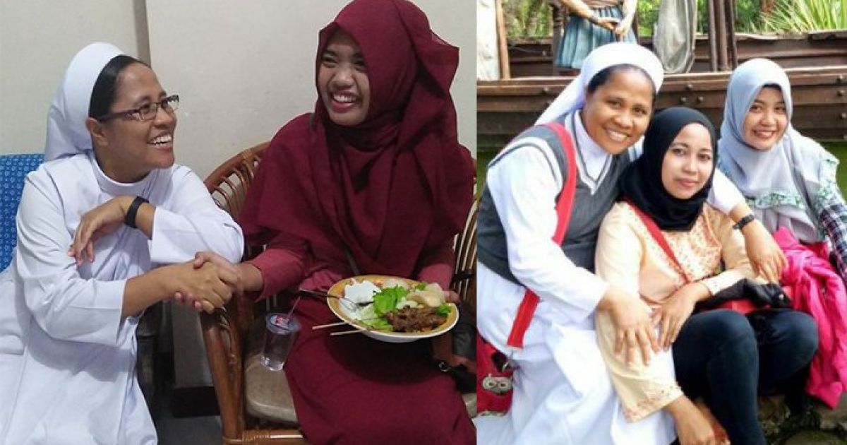 Ilustrasi Toleransi antara Biarawati Katolik dan wanita Muslimah (Foto KitaKatolik)