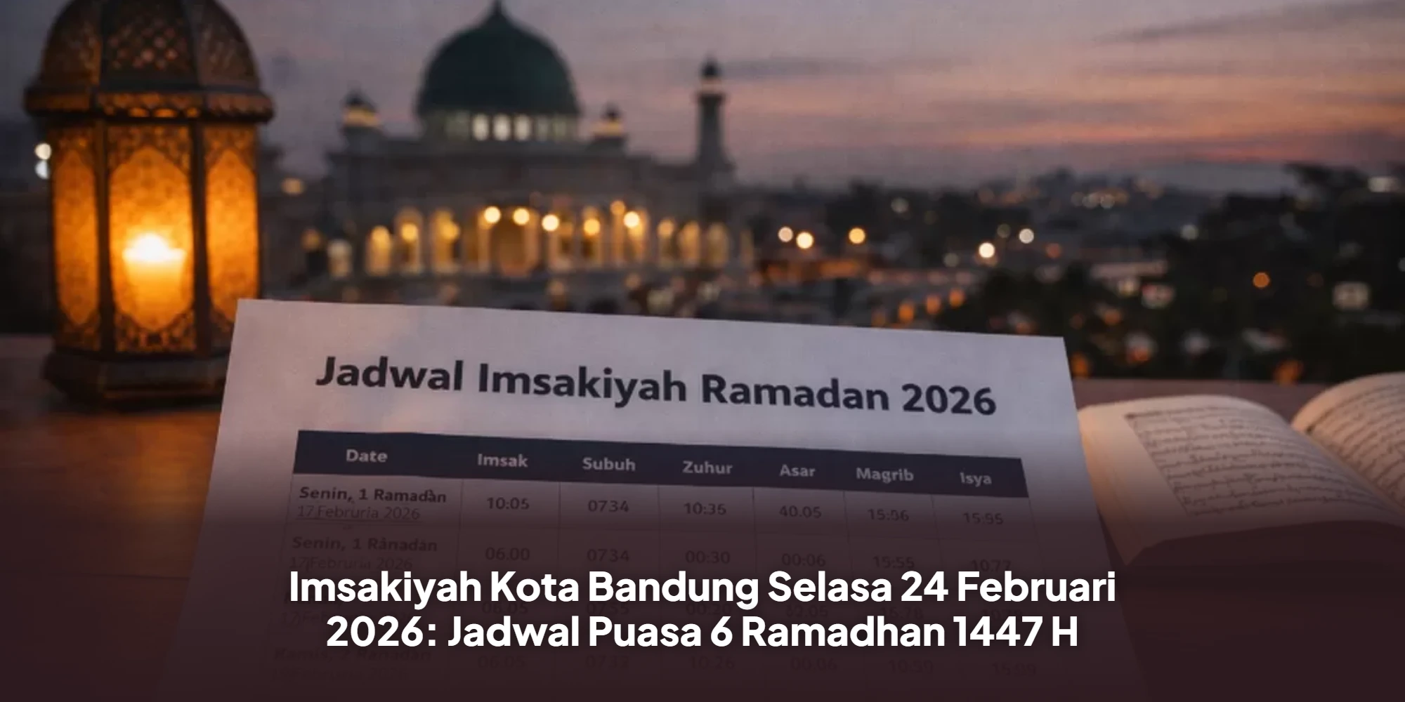 Update Jadwal Imsak dan Buka Puasa Bandung 6 Ramadhan 1447 H, 24 Februari 2026