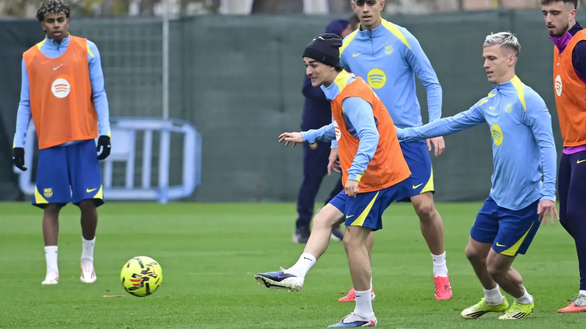 Gavi, dalam latihan menjelang FC Barcelona-Sevilla di LaLigaManel Montilla /MD