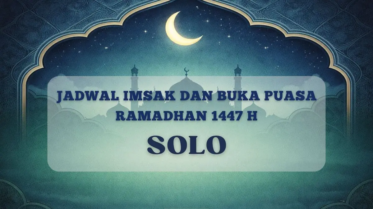 Jadwal imsak dan buka puasa Ramadhan 2026 di Kota Solo hari ini.(canva.com dan Gemini AI)