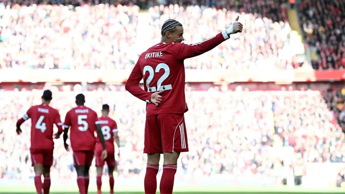 Liverpool berhasil memetik poin penuh setelah pesta gol ke gawang West Ham dalam laga lanjutan Liga Inggris 2025/2026 di Anfield, Sabtu (28/02/2026) waktu setempat. (AFP/Paul Ellis)