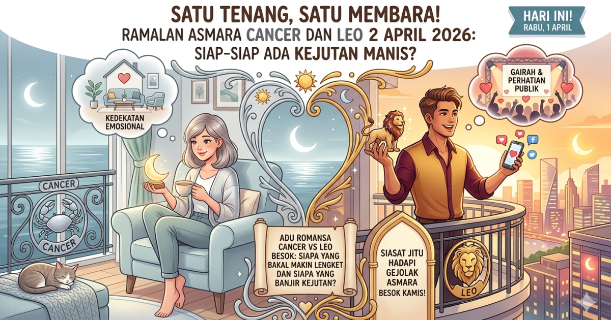 Menavigasi Energi Kosmik 2 April 2026: Strategi Adaptasi bagi Cancer dan Leo di Tengah Fluktuasi Vibrasi Alam Semesta