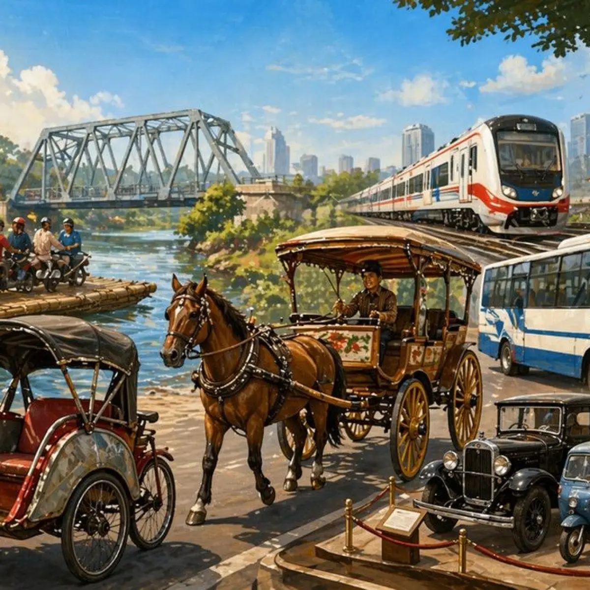 Ilustrasi transportasi tradisional dari Jawa Timur. Foto: ChatGPT