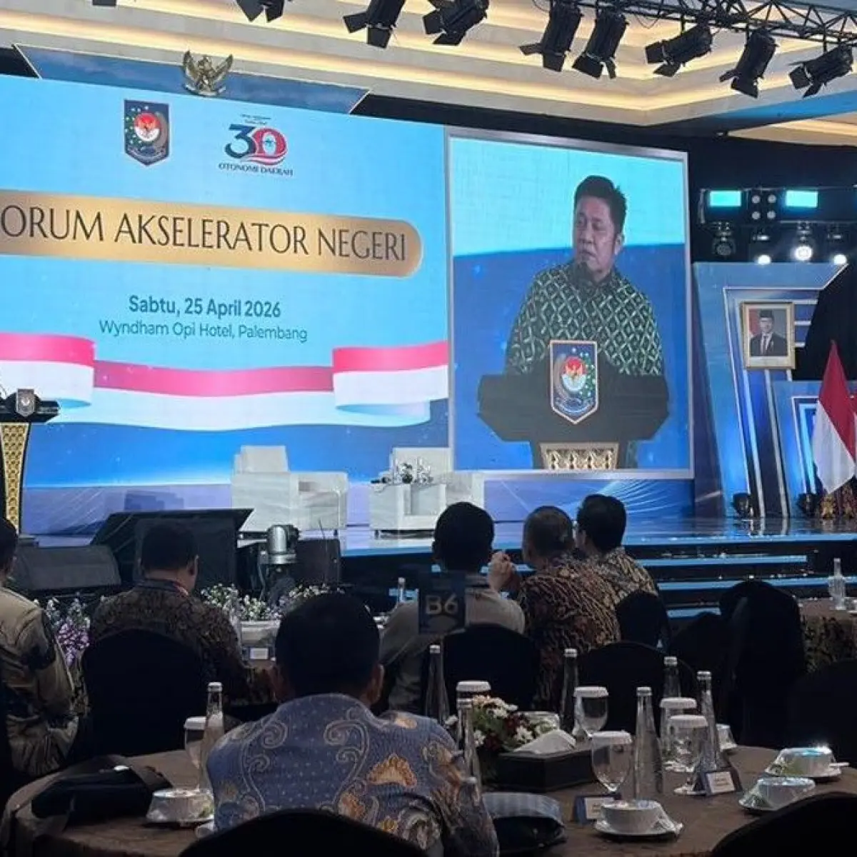 Gubernur Sumsel Herman Deru saat memberikan sambutan Apresiasi Pemerintah Daerah Berprestasi 2026 (Foto: Dwi Apriani/detikcom)