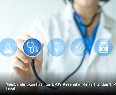 Ilustrasi perbandingan tiga jenis kamar rawat inap rumah sakit yang merepresentasikan Kelas 1, 2, dan 3 BPJS Kesehatan.