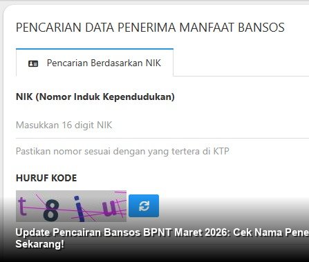 INFO RESMI KEMENSOS - Tampilan situs Cek Bansos Kemensos di layar smartphone yang menunjukkan proses verifikasi data penerima bantuan sosial.