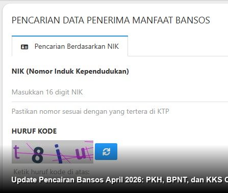 INFO RESMI KEMENSOS - Tampilan layar ponsel menunjukkan hasil pengecekan data penerima bansos pada situs resmi Kemensos.