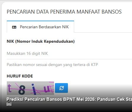 INFO RESMI KEMENSOS - Tampilan website cekbansos.kemensos.go.id pada layar ponsel, menunjukkan proses verifikasi data penerima bantuan sosial.
