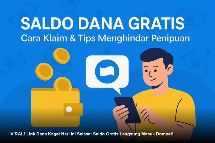 Ilustrasi tangan meraih amplop digital merah bertuliskan 'DANA Kaget' pada layar smartphone.