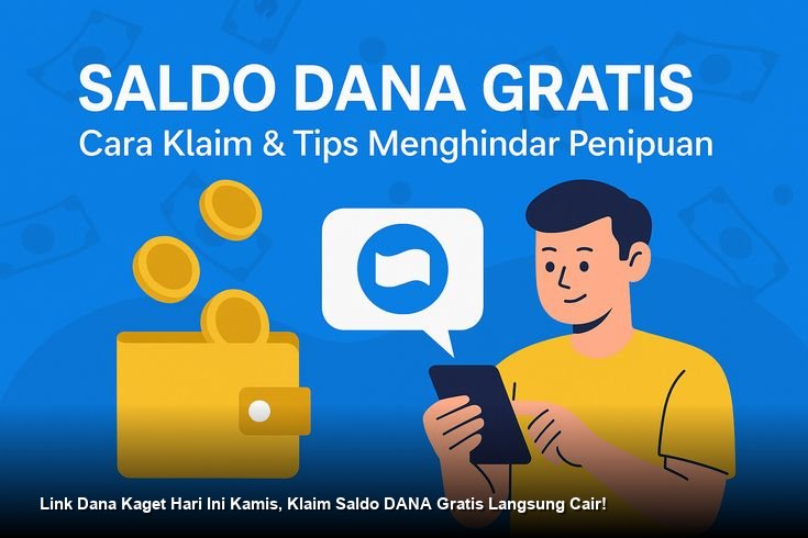 Ilustrasi tangan cepat mengetuk layar smartphone untuk mengklaim amplop digital berwarna merah dari aplikasi DANA.