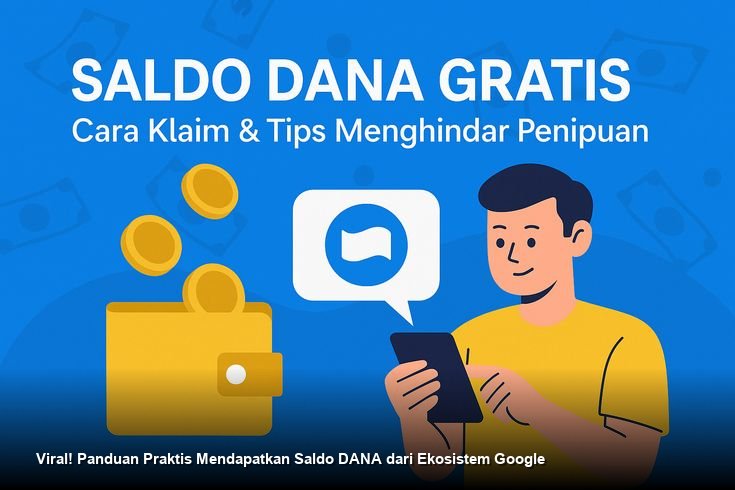 Tampilan antarmuka aplikasi DANA dengan notifikasi hadiah dari layanan Google.