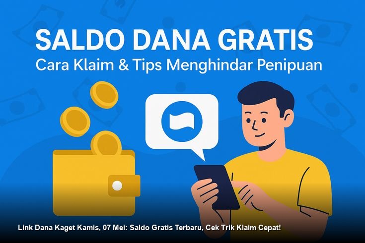 Ilustrasi tangan memegang smartphone dengan notifikasi amplop digital merah dari aplikasi DANA muncul di layar.