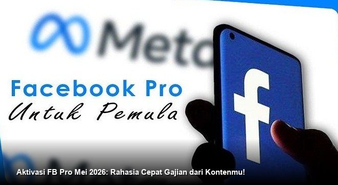 Ilustrasi tampilan Facebook Professional Mode di smartphone dengan notifikasi pembayaran yang menunjukkan peningkatan penghasilan harian.