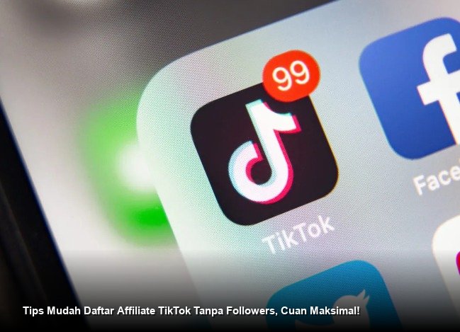Ilustrasi smartphone menampilkan antarmuka TikTok dengan notifikasi pop-up berisi grafik peningkatan penghasilan dan notifikasi transfer uang.