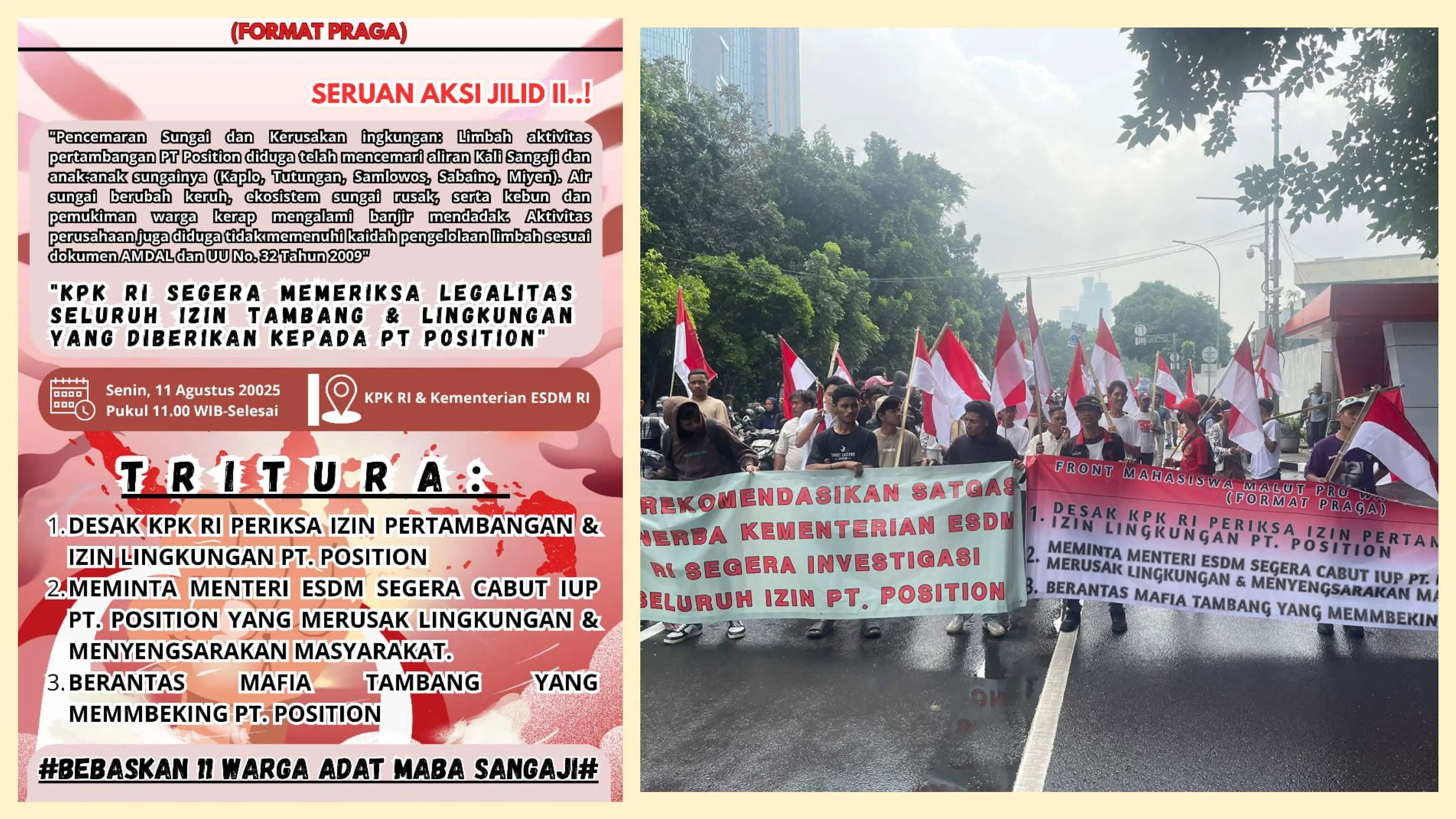 Mahasiswa Malut Aksi di KPK, Bela Masyarakat Adat Maba Sangaji dan Minta Usut PT Position