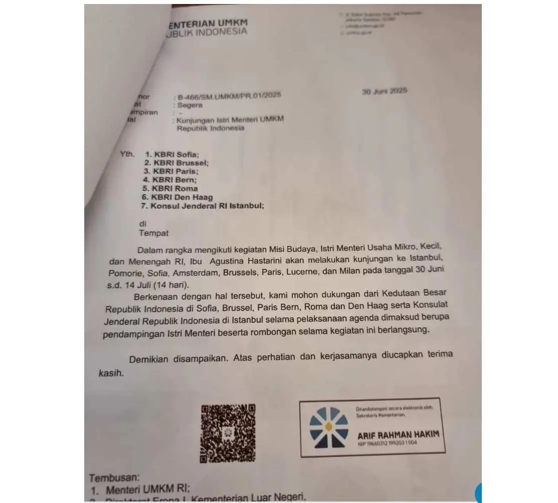 Soal Dugaan Menteri UMKM Beri Memo untuk Istri ke Eropa, KAMAKSI Kritik Keras Begini!