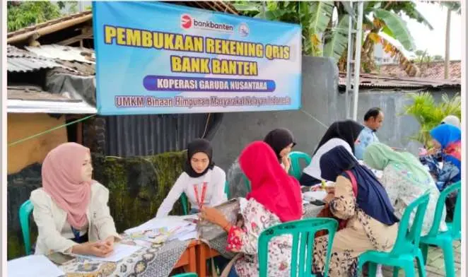Bank Banten KCP Ciledug Tangkot dan Koperasi Garuda Nusantara Bekerjasama dengan UMKM Binaan HMNI Adakan Pembukaan Rekening QRIS