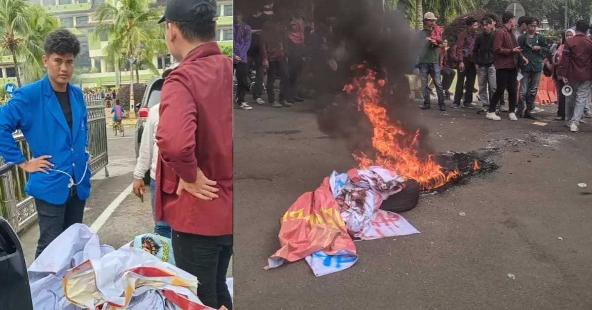 Demo BEM di Kabupaten Tangerang Ricuh, Spanduk HPN 2025 Dibakar