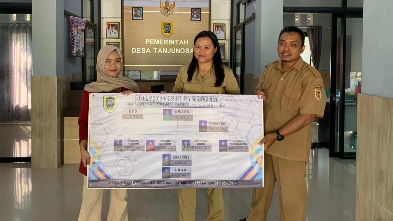 Bantu Pemerintah Desa, Mahasiswa KKN Universitas Slamet Riyadi Surakarta Buat Rancangan Struktur Organisasi Desa Tanjungsari 