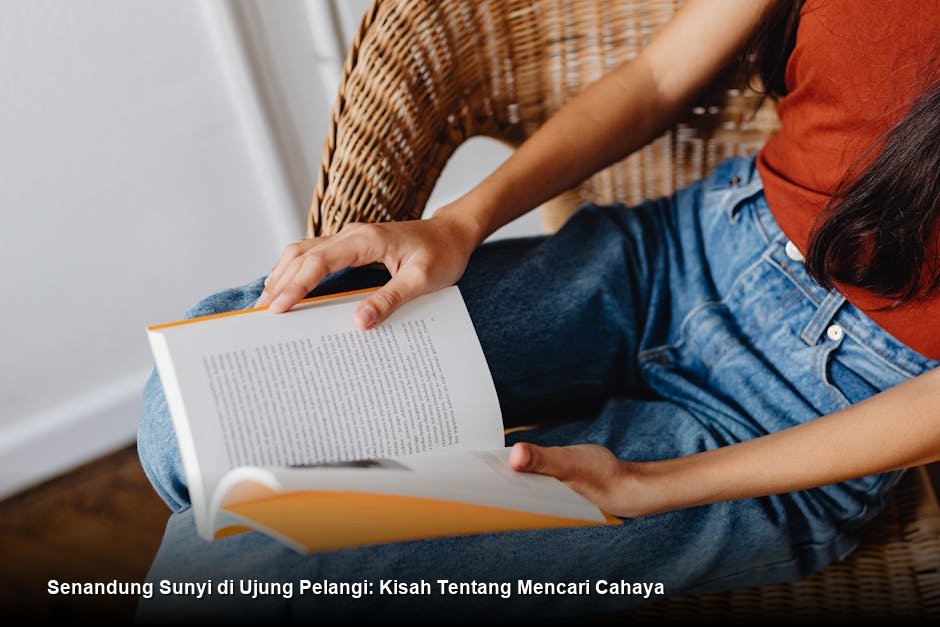 Tangan seorang wanita dengan kulit yang sedikit kotor oleh cat, sedang menyentuh kanvas besar yang penuh dengan warna-warna abstrak yang kaya dan emosional, dengan latar belakang jendela loteng yang temaram.