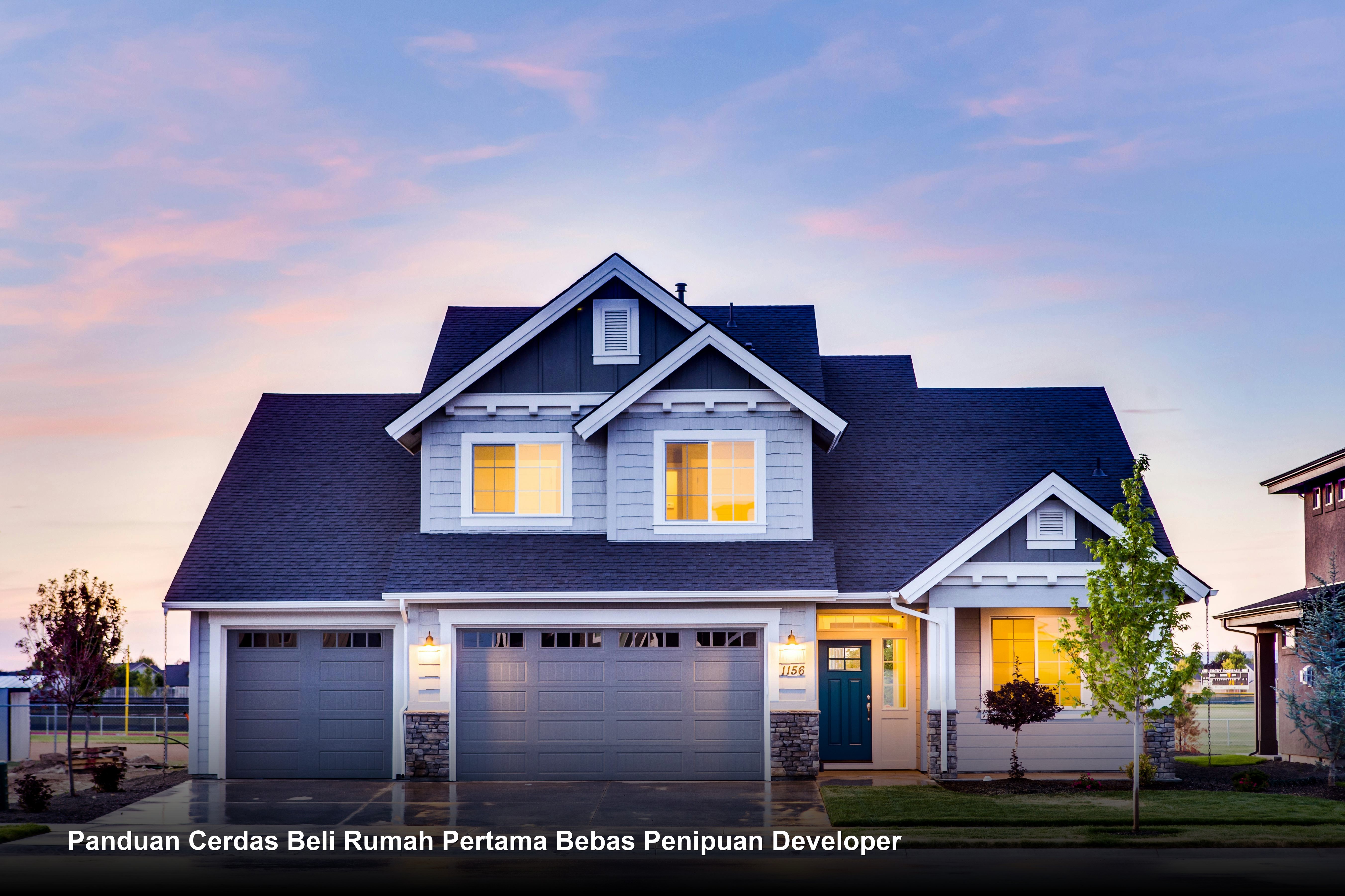 Pasangan muda tersenyum bahagia saat melakukan penandatanganan akad kredit rumah minimalis di hadapan petugas bank.