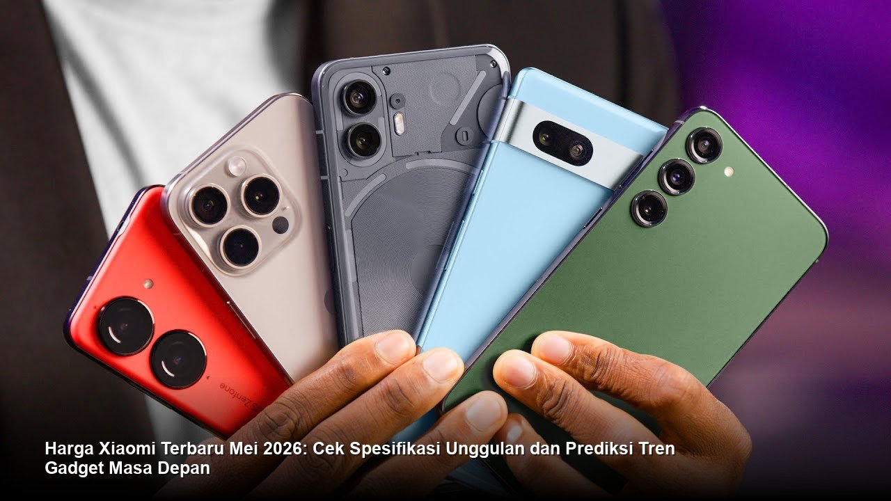 Tampilan elegan dari smartphone Xiaomi terbaru dengan bingkai metalik tipis dan modul kamera menonjol, difoto dengan pencahayaan studio profesional.