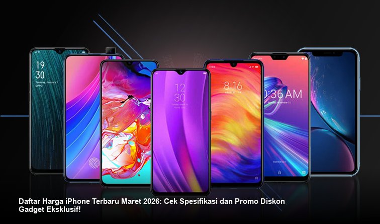 Tampilan elegan iPhone terbaru dengan bingkai logam mengkilap dan layar yang menyala menampilkan antarmuka iOS yang mulus di latar belakang studio foto yang bersih.