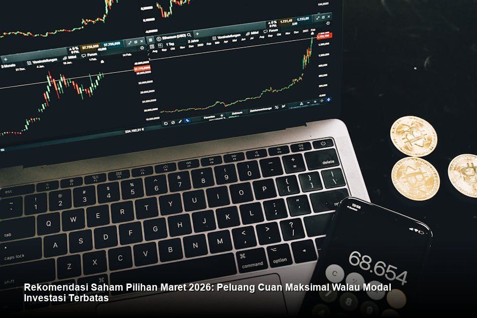 Ilustrasi chart candlestick IHSG yang menunjukkan tren kenaikan berwarna hijau cerah di layar monitor bursa saham modern.