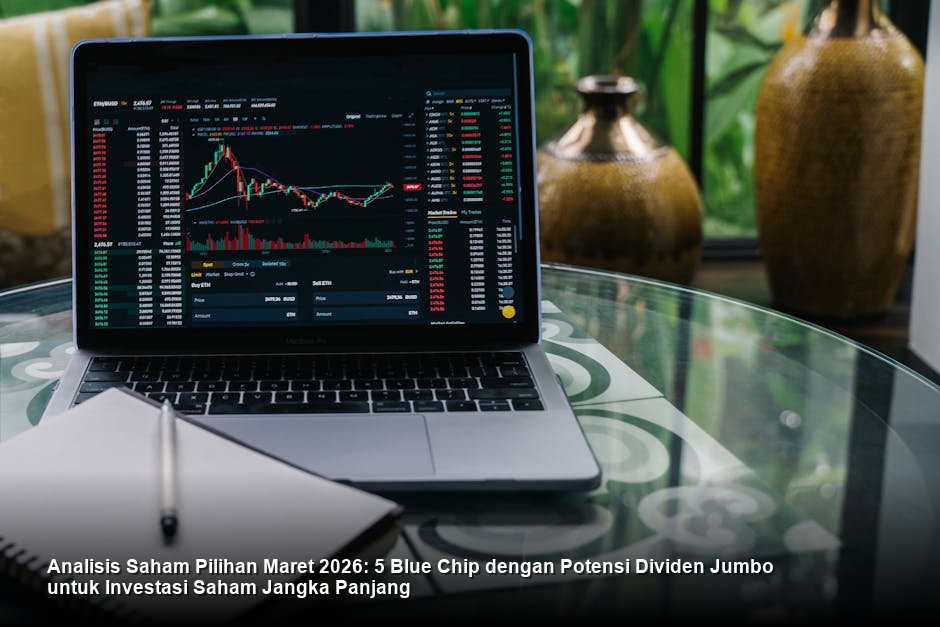 Visualisasi grafik candlestick saham berwarna hijau yang menunjukkan tren kenaikan stabil di atas garis moving average, mencerminkan optimisme pasar modal.